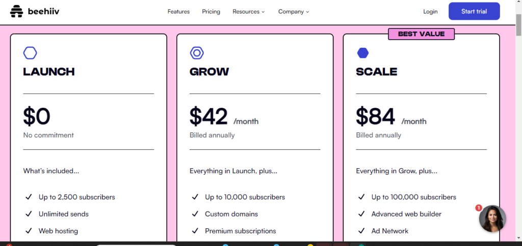 beehiiv vs Convertkit pricing-beehiiv